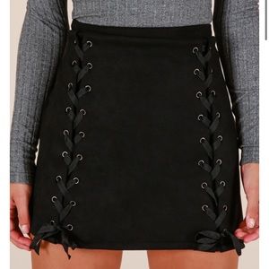 Showpo INSIDE VOICES SKIRT IN BLACK SUEDETTE